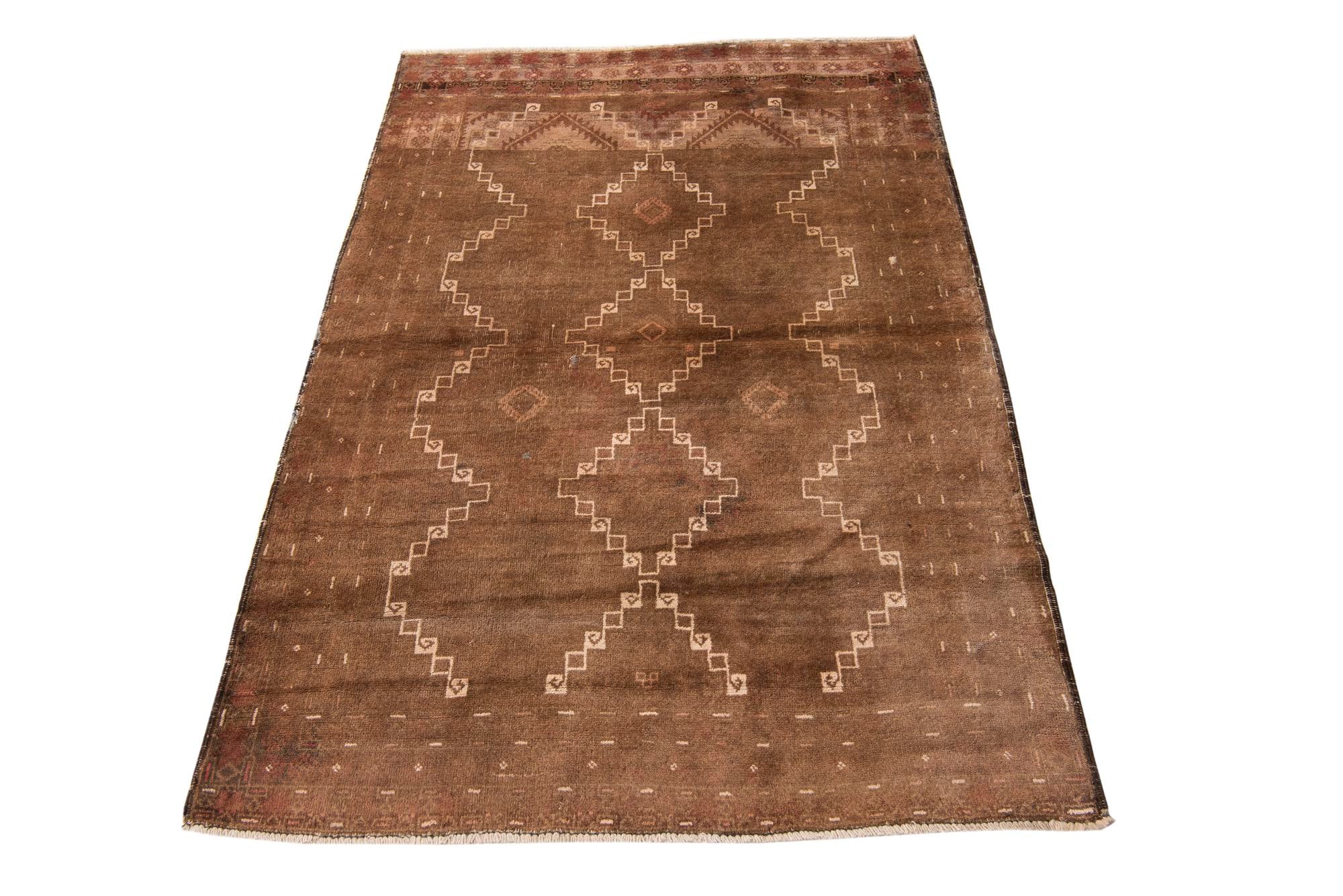 3' 8 x 5' 8 Hand Knotted Ultra Vintage Persian Wool Rug