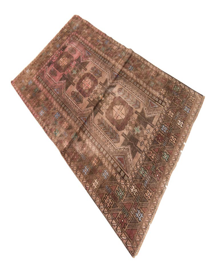 Detail image of 3' 7 x 6' 4  Hand Knotted Ultra Vintage Persian Wool Rug