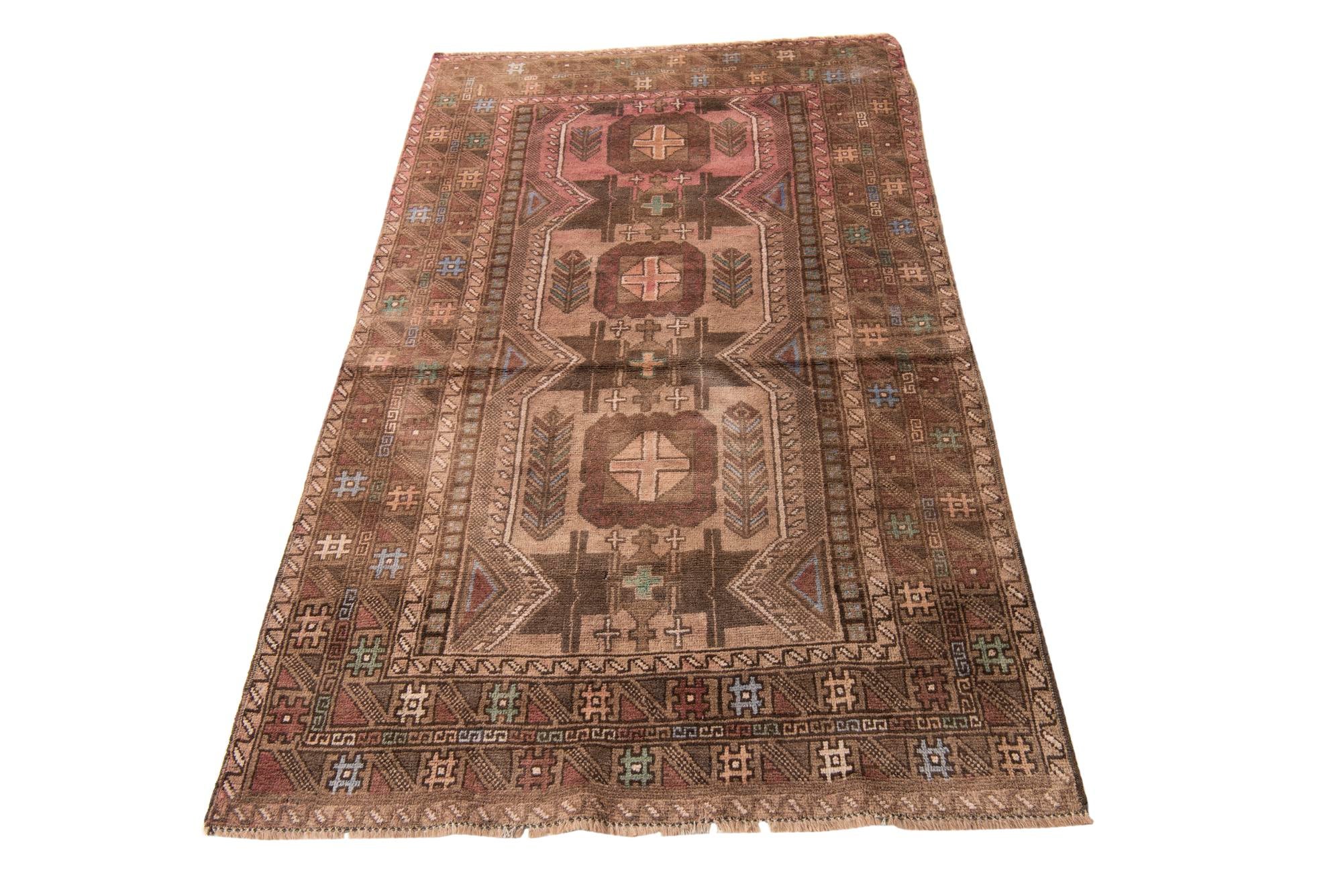3' 7 x 6' 4 Hand Knotted Ultra Vintage Persian Wool Rug