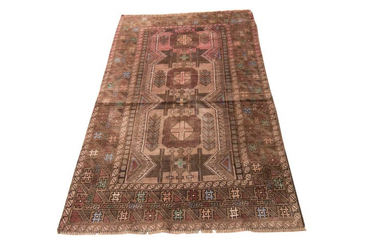 Detailansicht von 110cm x 195cm Handgeknüpft Ultra Vintage Persisch Wolle Teppich
