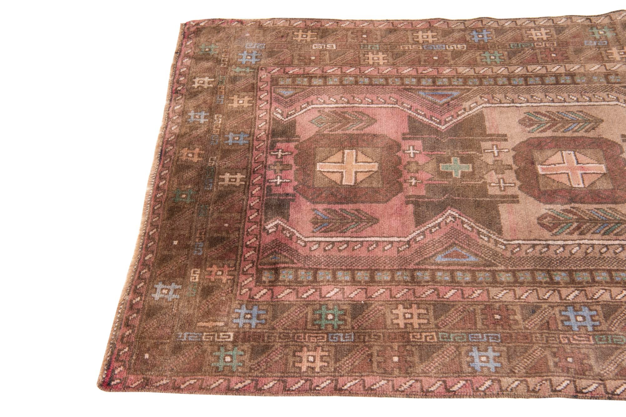 3' 7 x 6' 4 Hand Knotted Ultra Vintage Persian Wool Rug