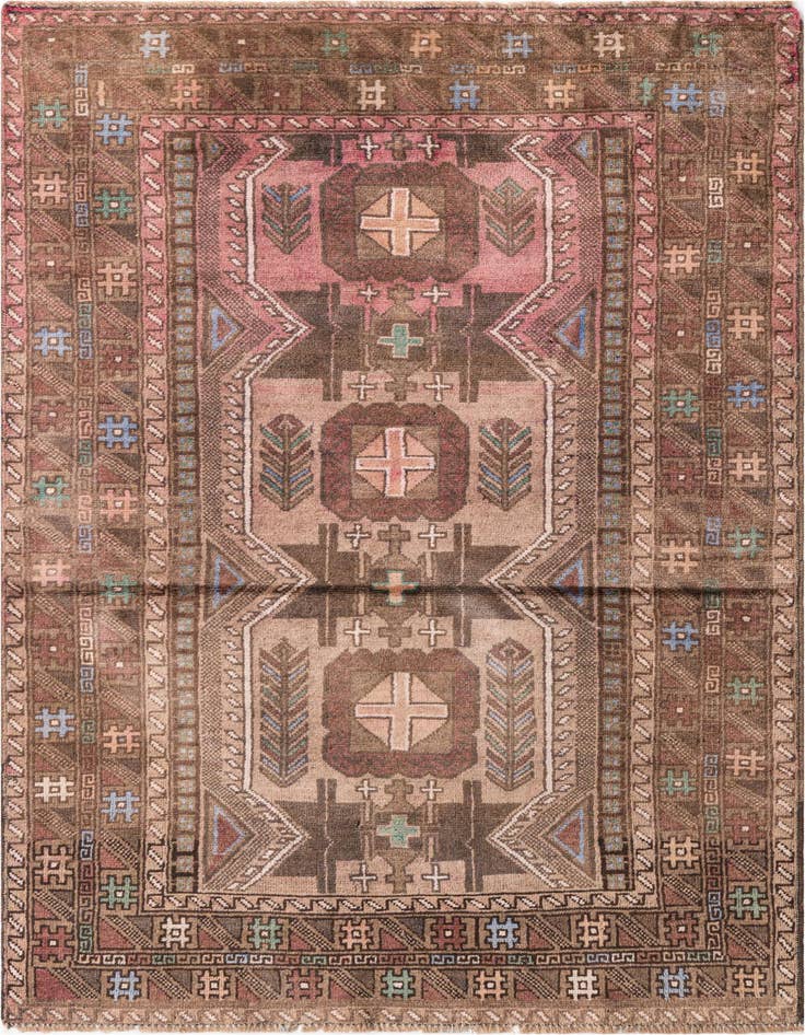 Detail image of 3' 7 x 6' 4 Hand Knotted Ultra Vintage Persian Wool Rug