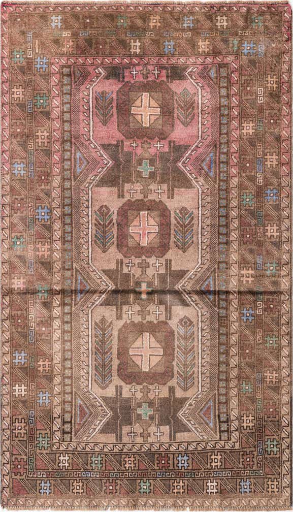110cm x 195cm Handgeknüpft Ultra Vintage Persisch Wolle Teppich