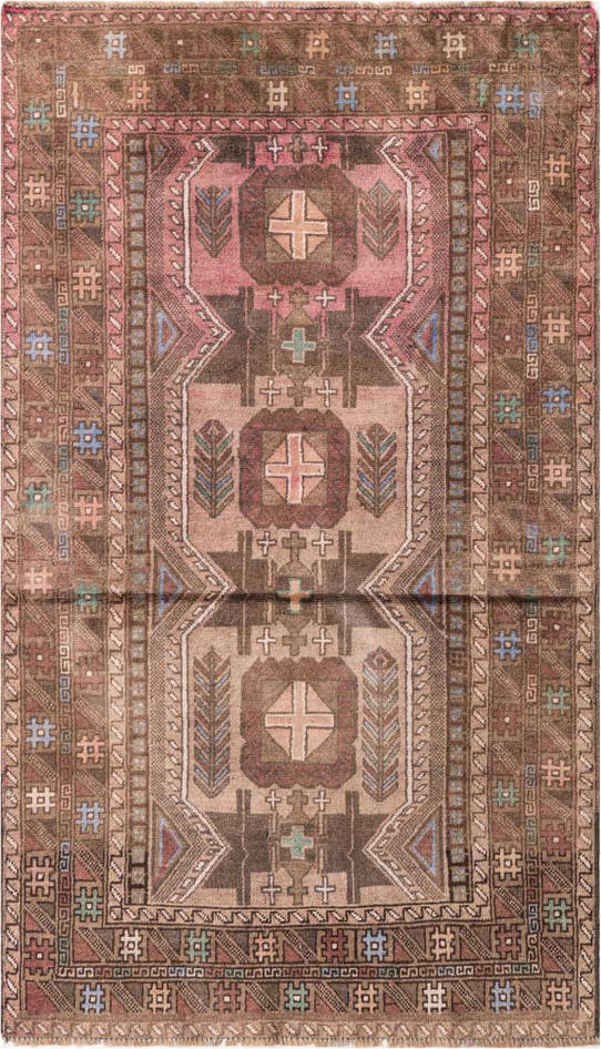 Detailansicht von 110cm x 195cm Handgeknüpft Ultra Vintage Persisch Wolle Teppich