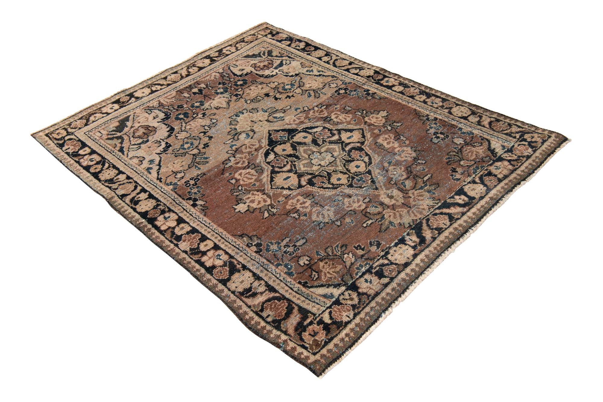 4' 2 x 5' 5 Hand Knotted Ultra Vintage Persian Wool Rug