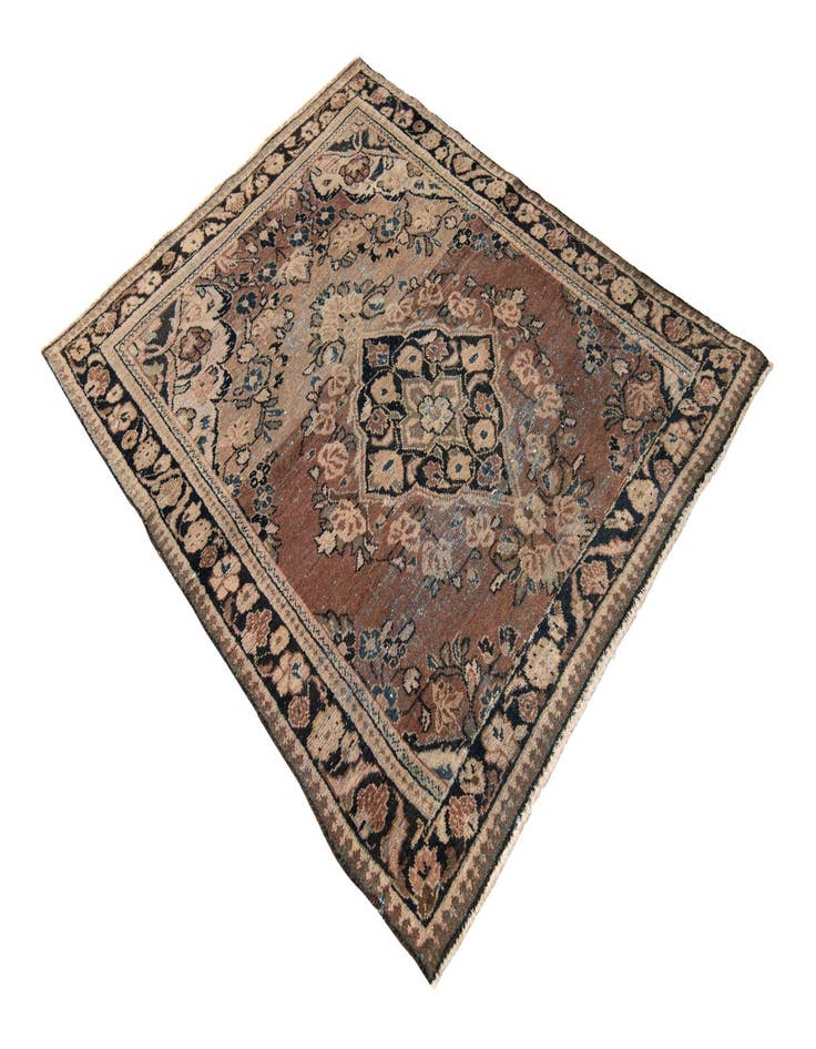 Detail image of 4' 2 x 5' 5  Hand Knotted Ultra Vintage Persian Wool Rug