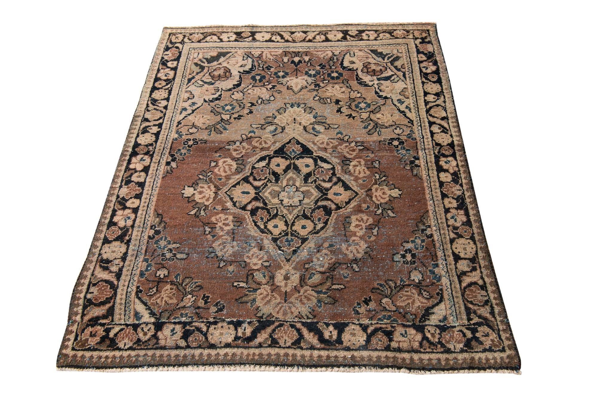 4' 2 x 5' 5 Hand Knotted Ultra Vintage Persian Wool Rug