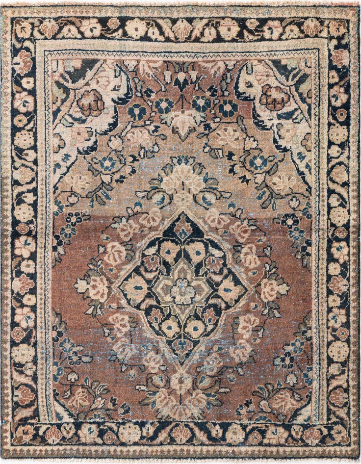 Detail image of 4' 2 x 5' 5 Hand Knotted Ultra Vintage Persian Wool Rug