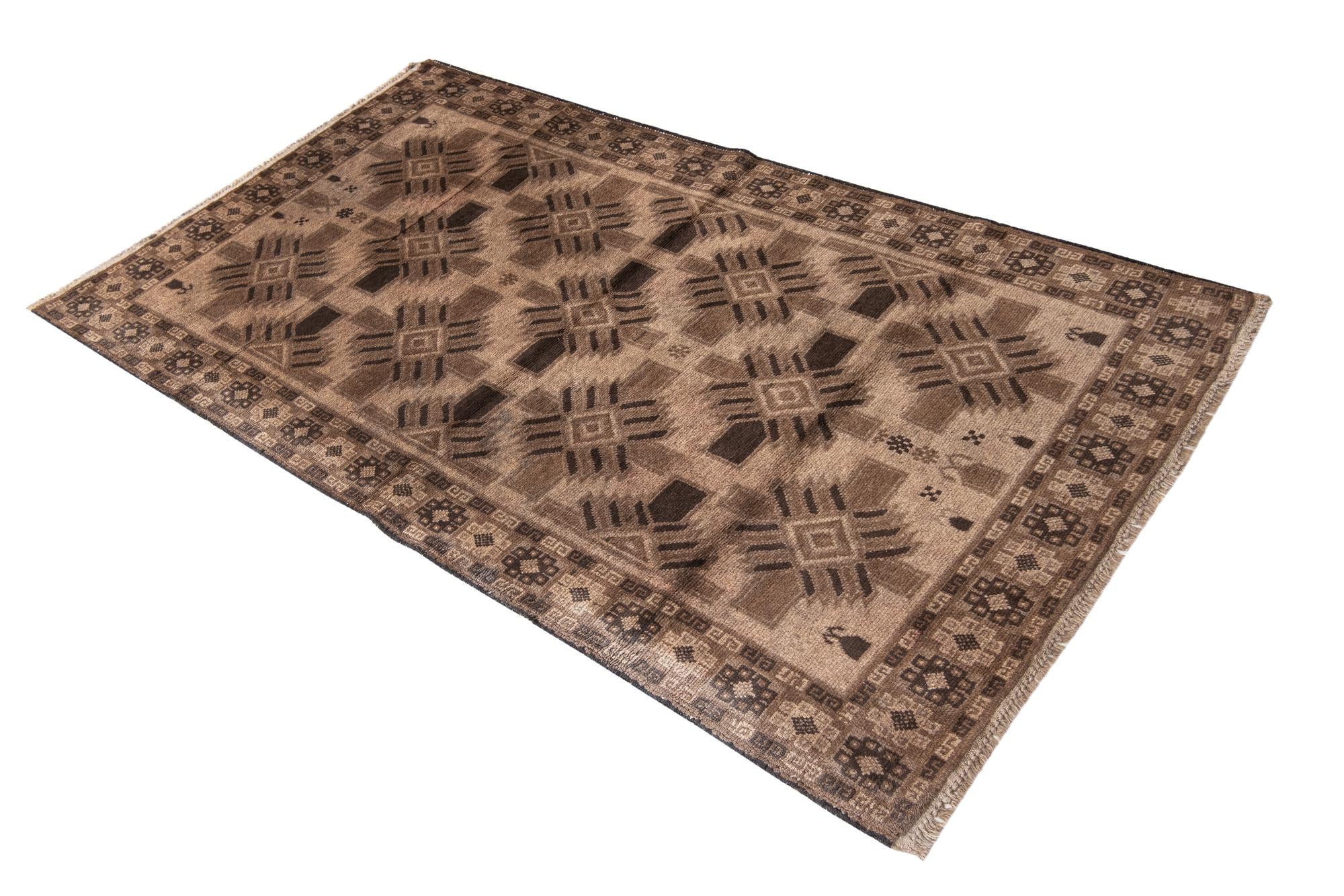 3' 7 x 6' 3 Hand Knotted Ultra Vintage Persian Wool Rug
