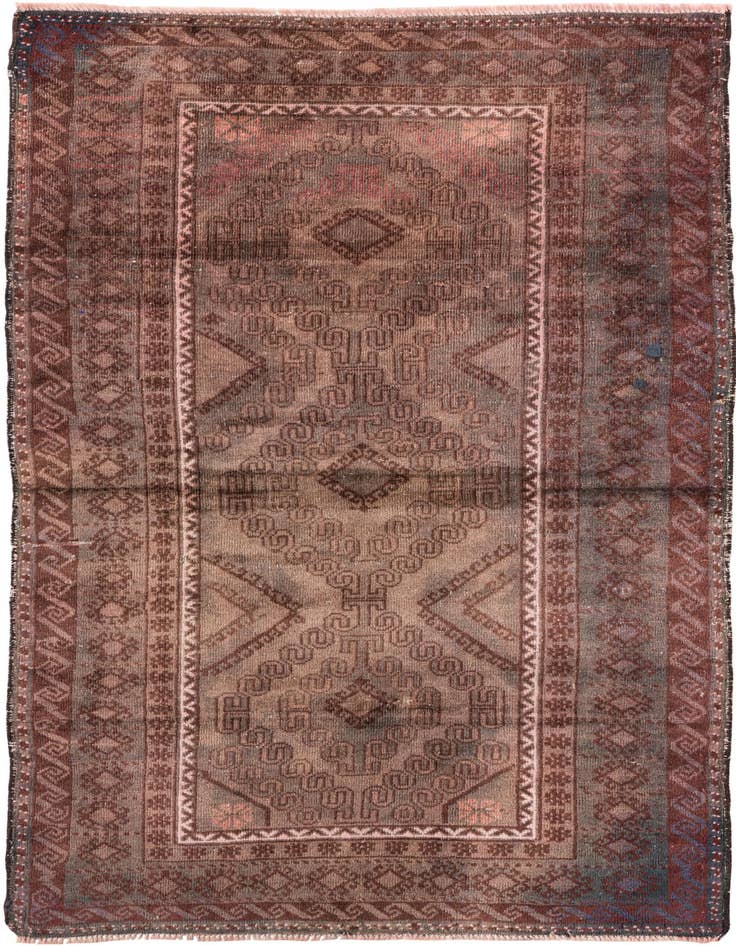 Detail image of 3' 7 x 6' 6 Hand Knotted Ultra Vintage Persian Wool Rug