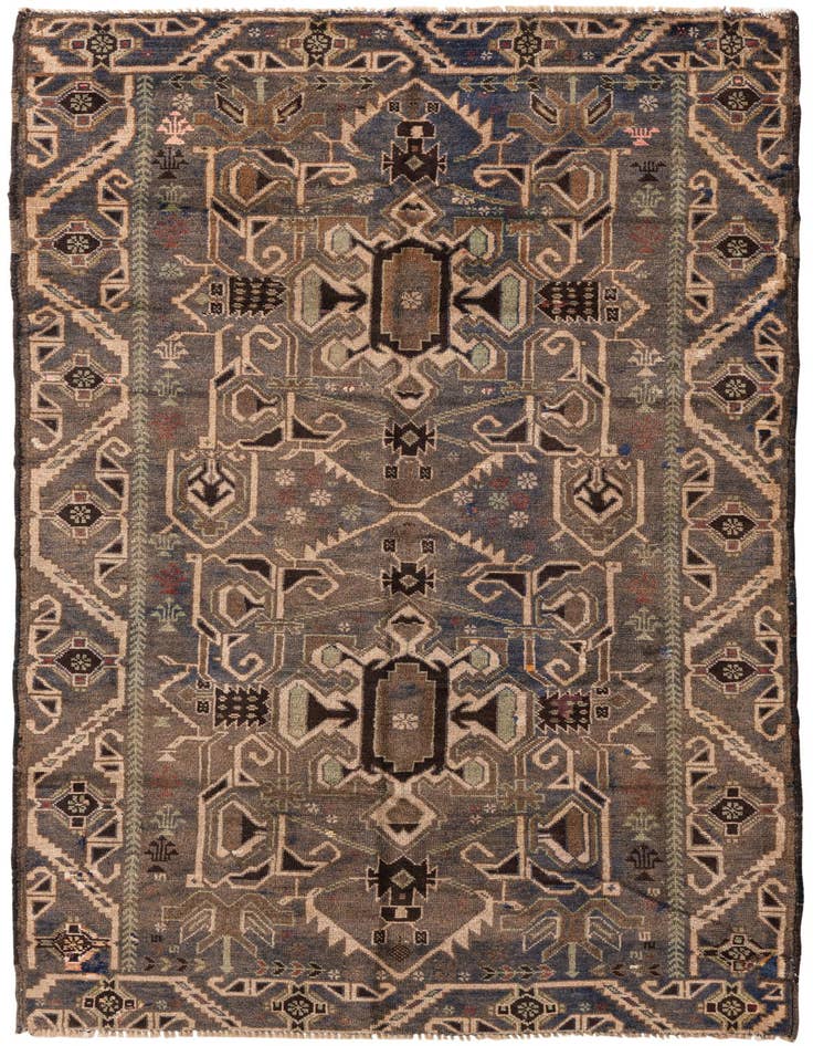 Detail image of 3' 9 x 6' 7 Hand Knotted Ultra Vintage Persian Wool Rug