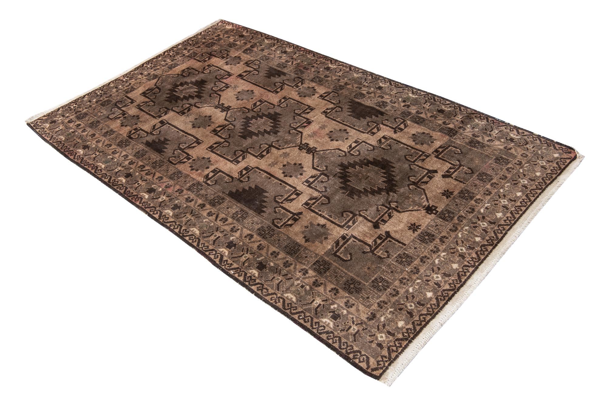 4' x 6' 4 Hand Knotted Ultra Vintage Persian Wool Rug