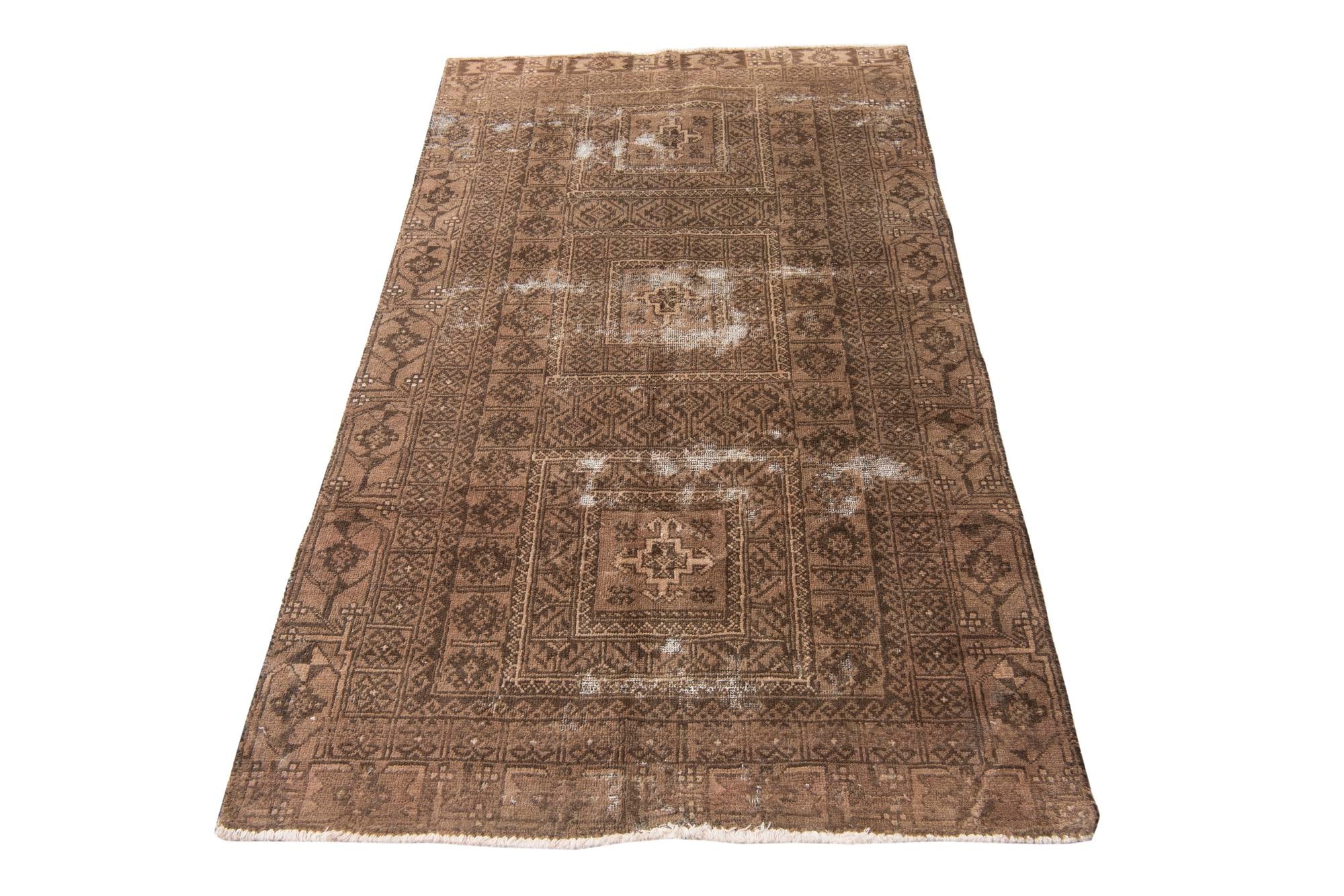 3' 5 x 6' 2 Hand Knotted Ultra Vintage Persian Wool Rug