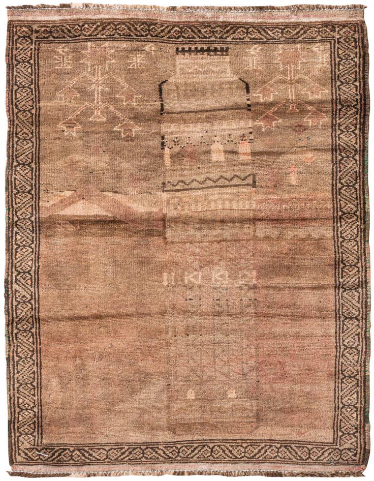 Detail image of 2' 9 x 4' 3 Hand Knotted Ultra Vintage Persian Wool Rug