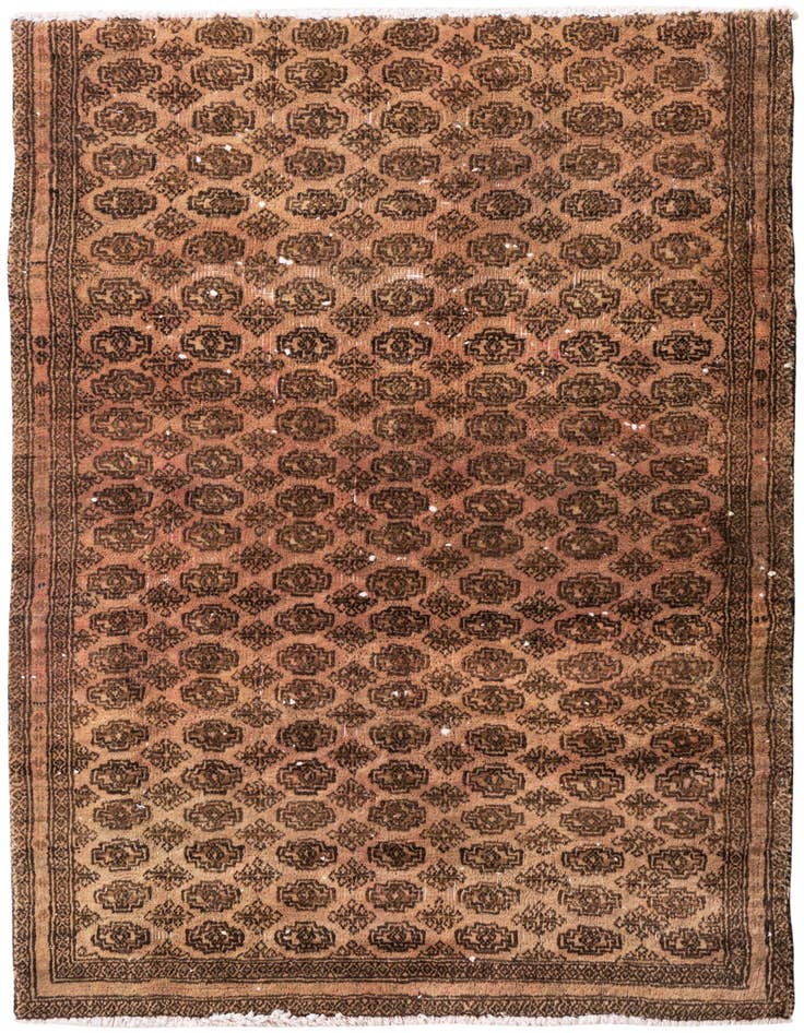 Detail image of 3' 2 x 4' 5 Hand Knotted Ultra Vintage Persian Wool Rug