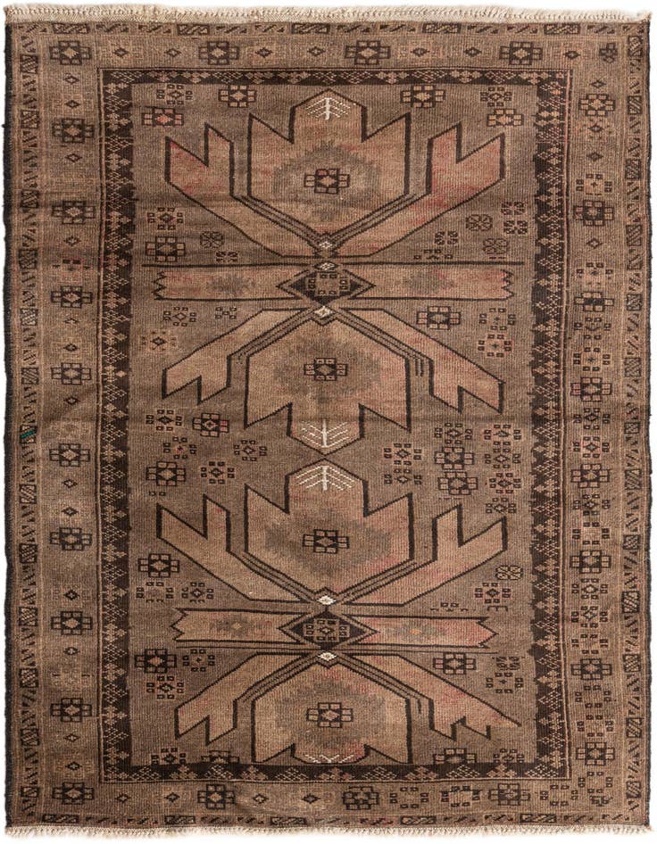 Detail image of 3' 7 x 6' 8 Hand Knotted Ultra Vintage Persian Wool Rug
