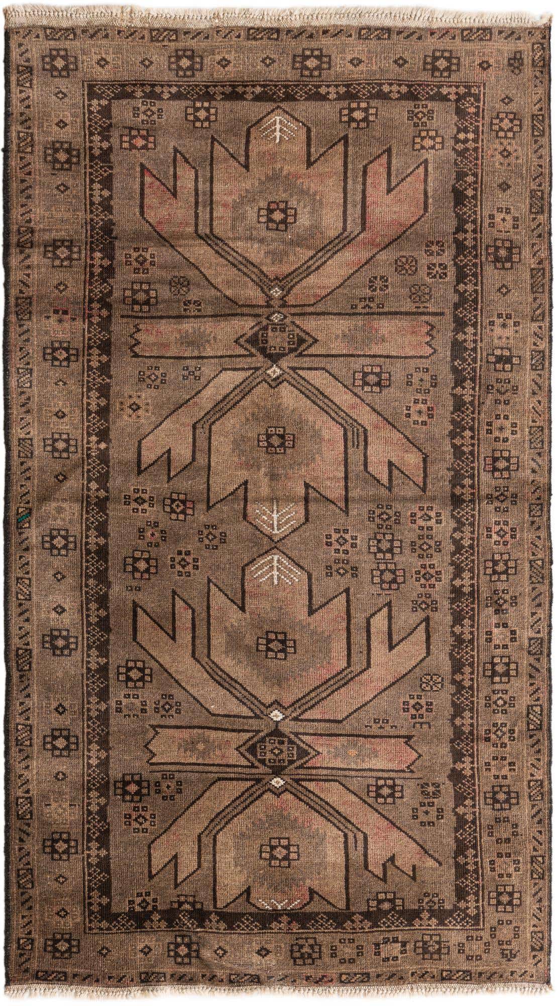 3' 7 x 6' 8 Hand Knotted Ultra Vintage Persian Wool Rug