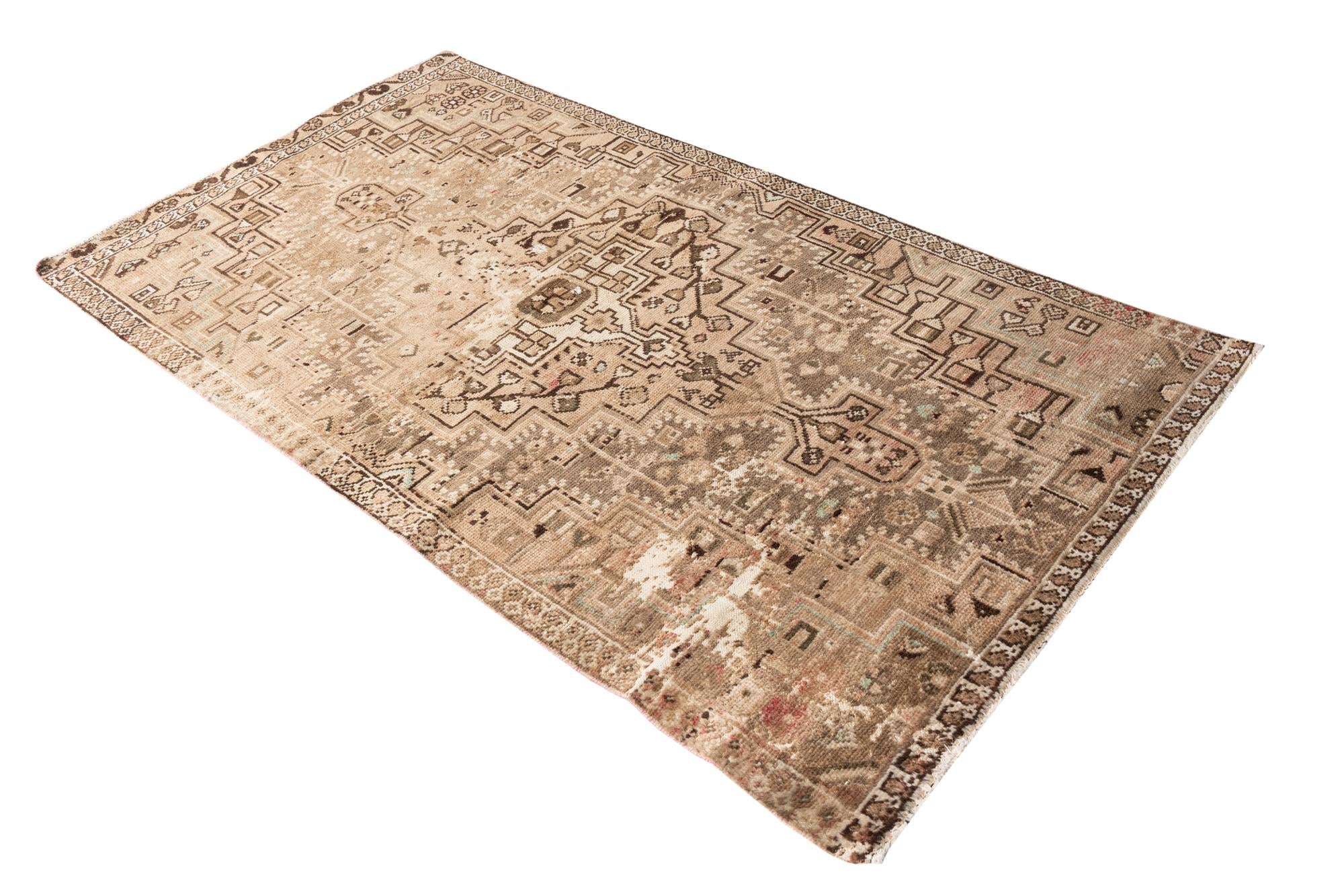 3' 7 x 6' 10 Hand Knotted Ultra Vintage Persian Wool Rug