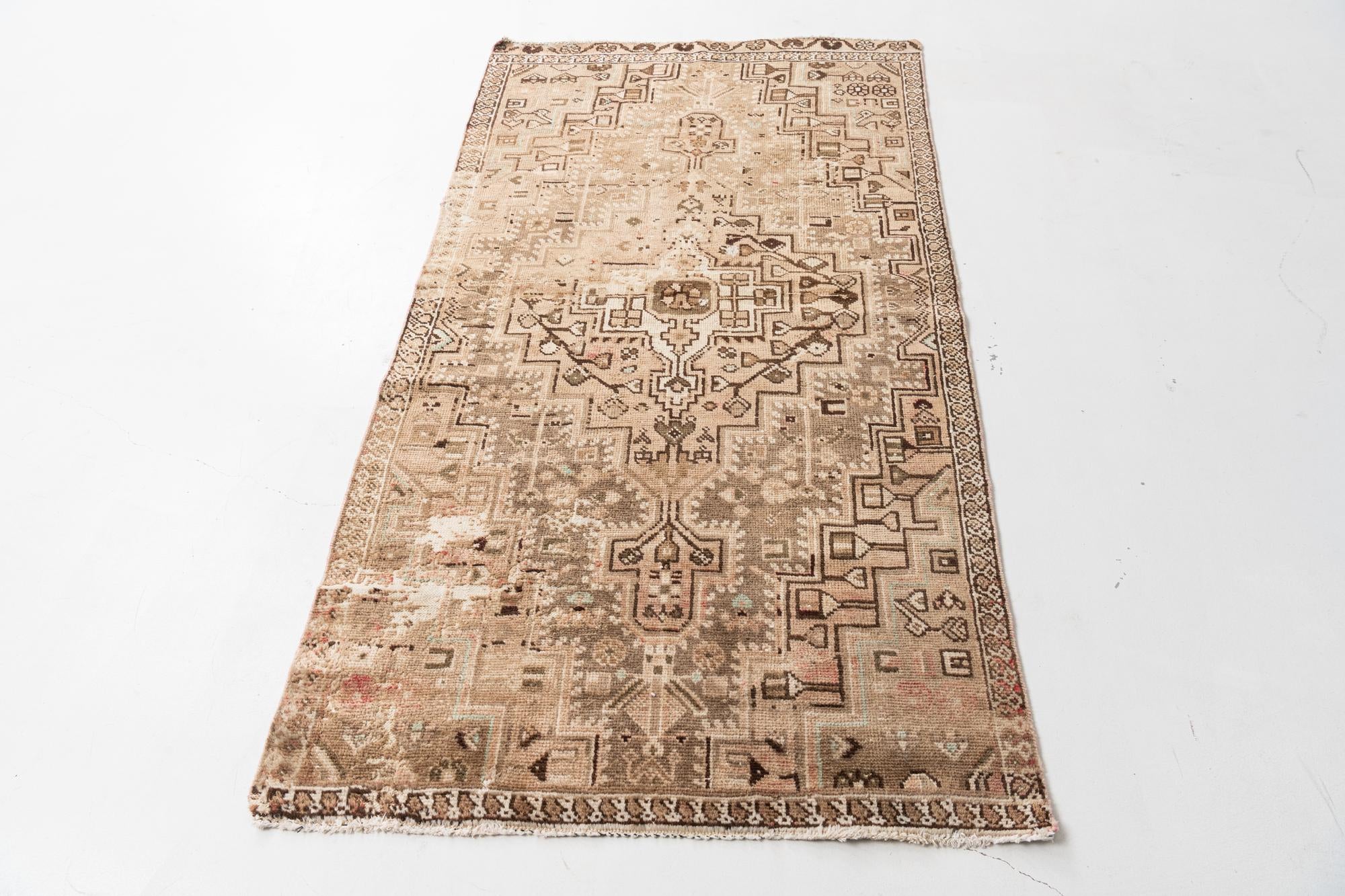 3' 7 x 6' 10 Hand Knotted Ultra Vintage Persian Wool Rug
