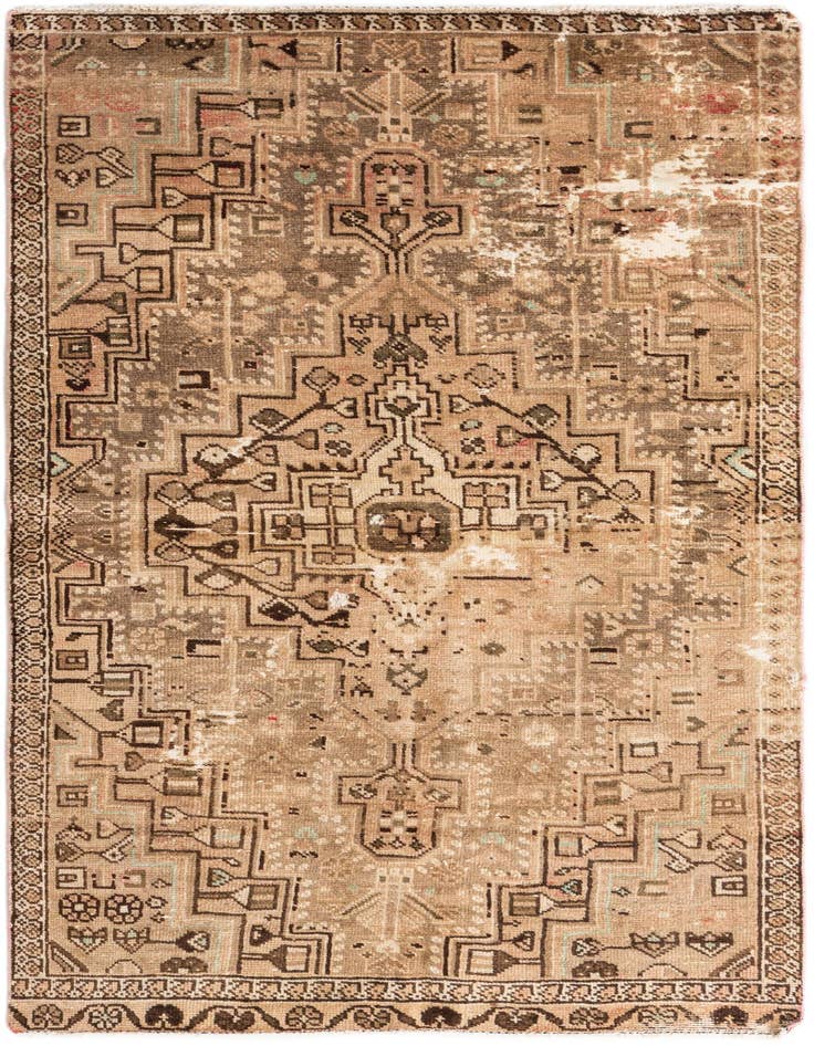 Detail image of 3' 7 x 6' 10 Hand Knotted Ultra Vintage Persian Wool Rug