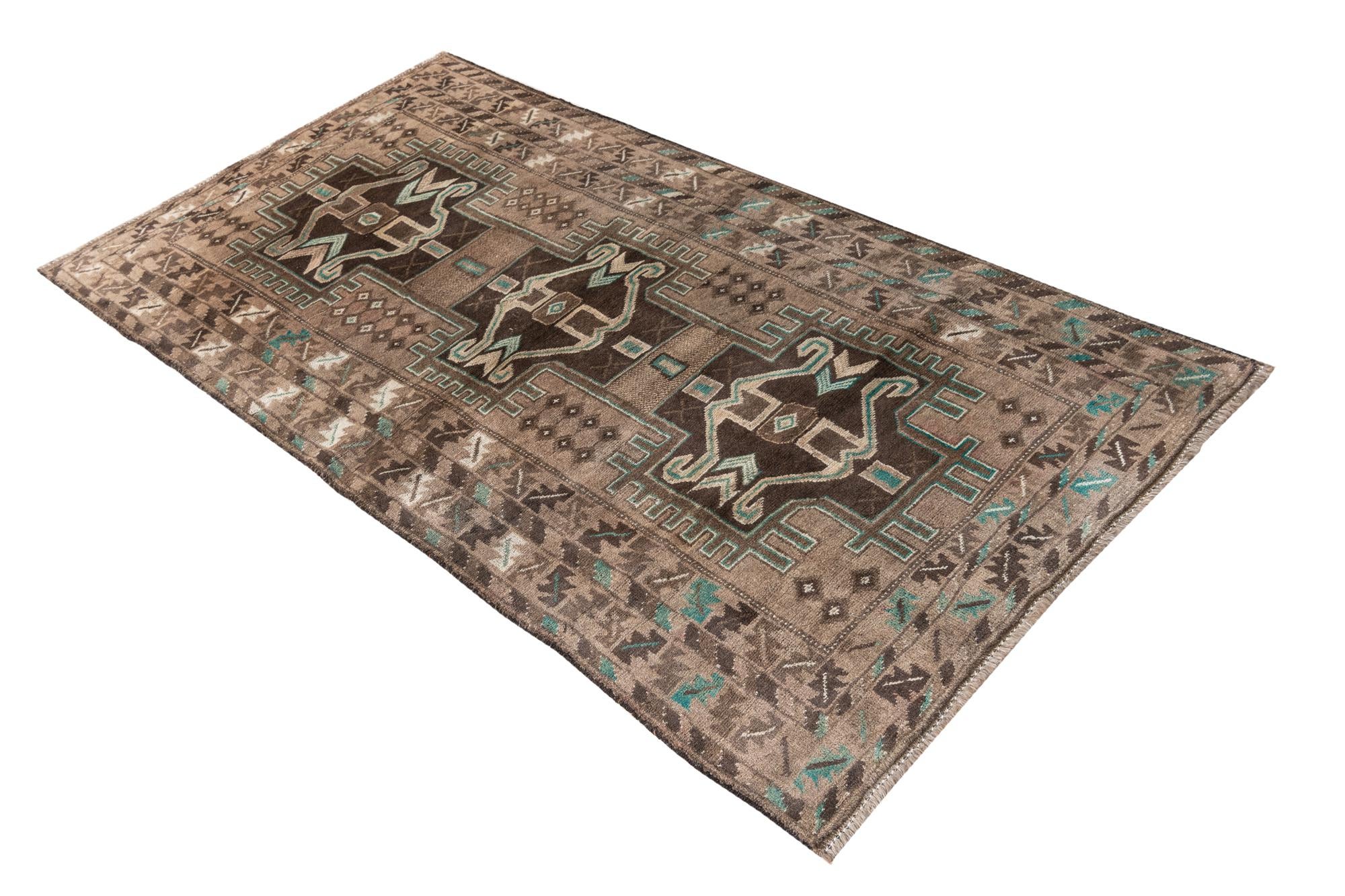 3' 5 x 6' 5 Hand Knotted Ultra Vintage Persian Wool Rug
