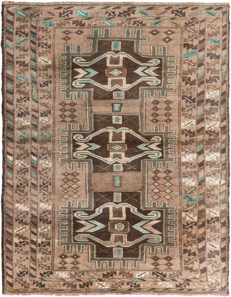 Detail image of 3' 5 x 6' 5 Hand Knotted Ultra Vintage Persian Wool Rug
