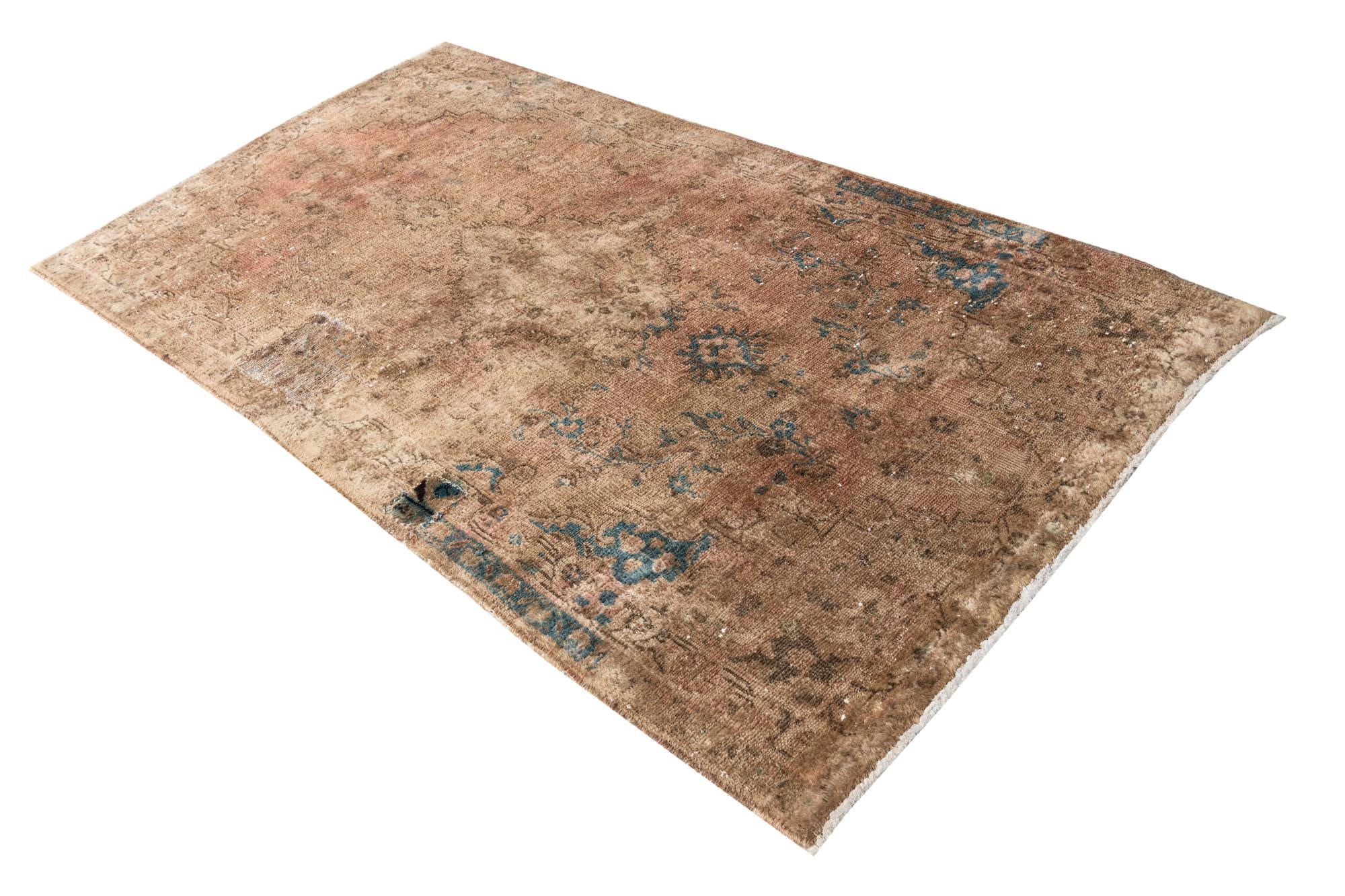 4' 3 x 7' 6 Hand Knotted Ultra Vintage Persian Wool Rug