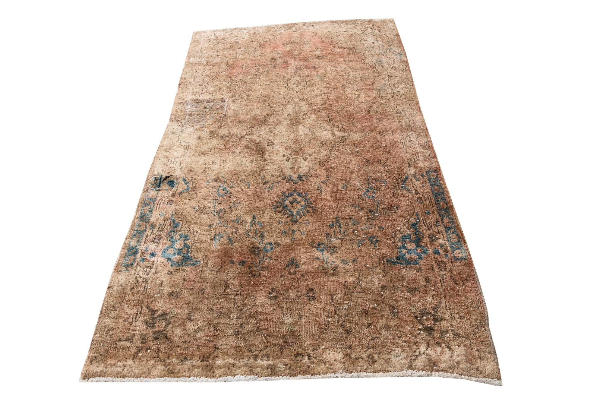 4' 3 x 7' 6 Hand Knotted Ultra Vintage Persian Wool Rug