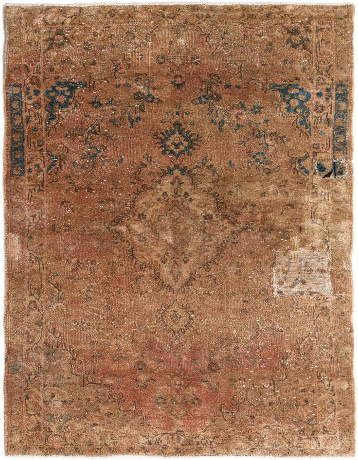 Detail image of 4' 3 x 7' 6 Hand Knotted Ultra Vintage Persian Wool Rug