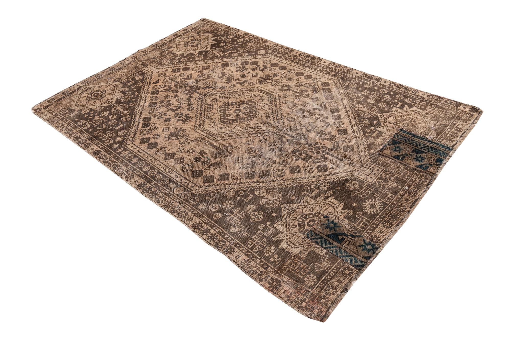 4' 4 x 6' 3 Hand Knotted Ultra Vintage Persian Wool Rug