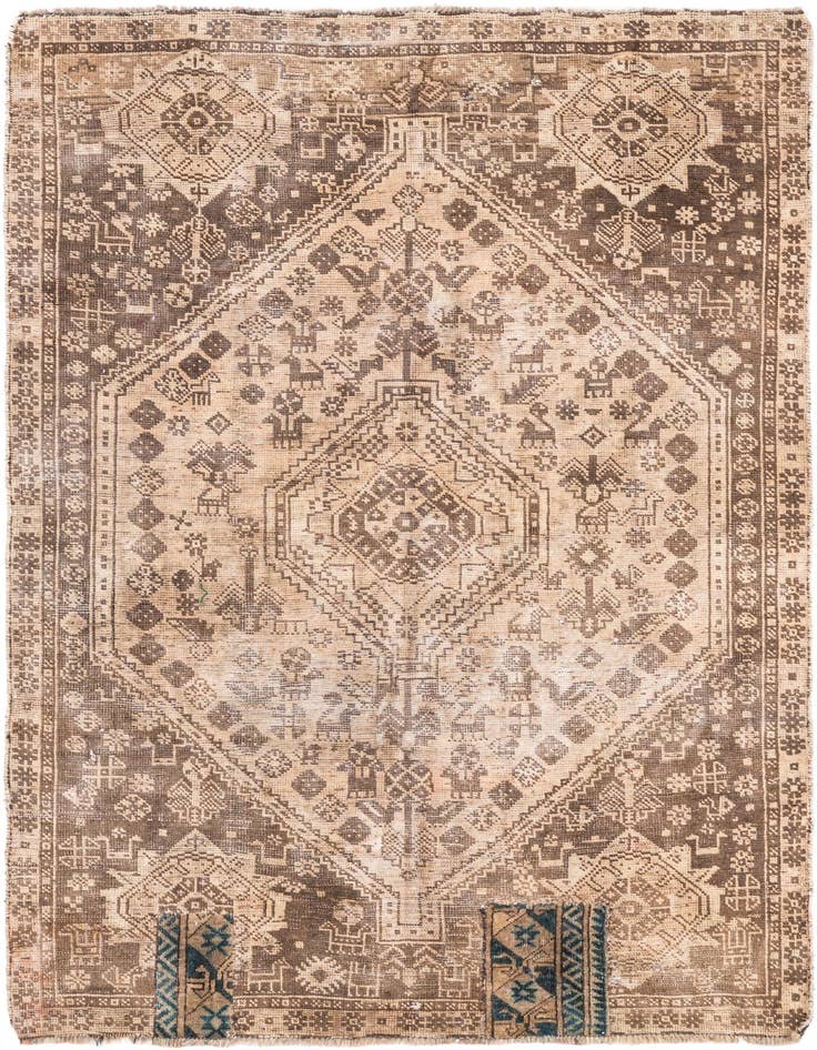 Detail image of 4' 4 x 6' 3 Hand Knotted Ultra Vintage Persian Wool Rug
