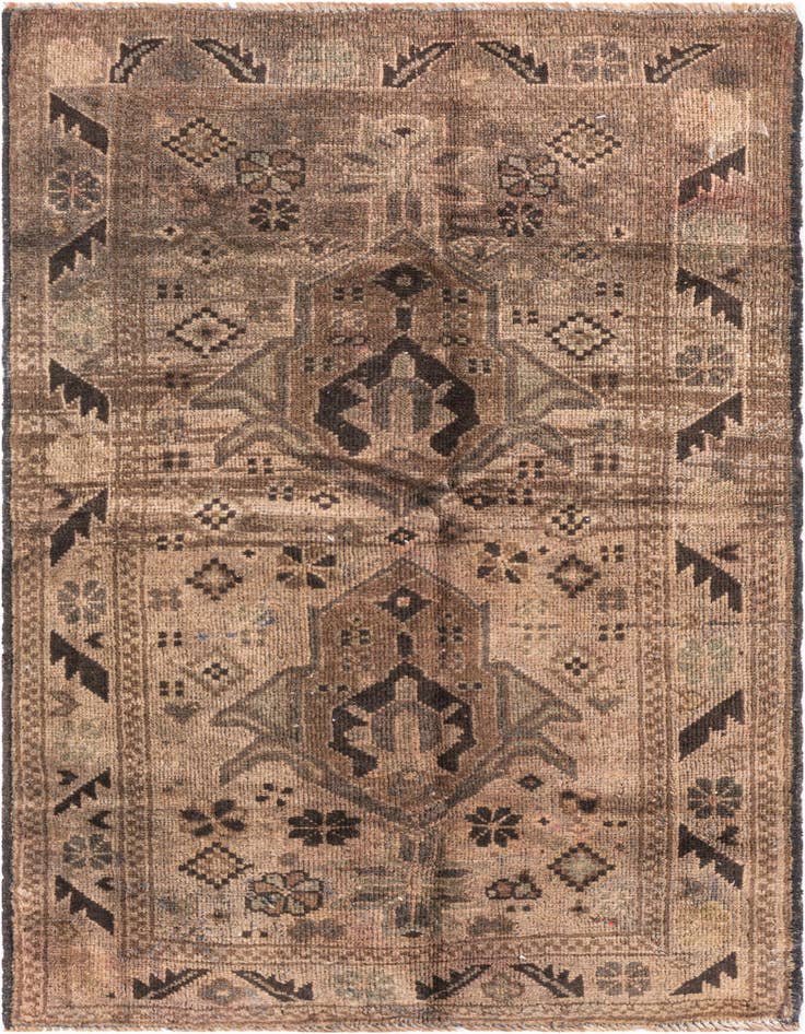 Detail image of 2' 5 x 4' 1 Hand Knotted Ultra Vintage Persian Wool Rug