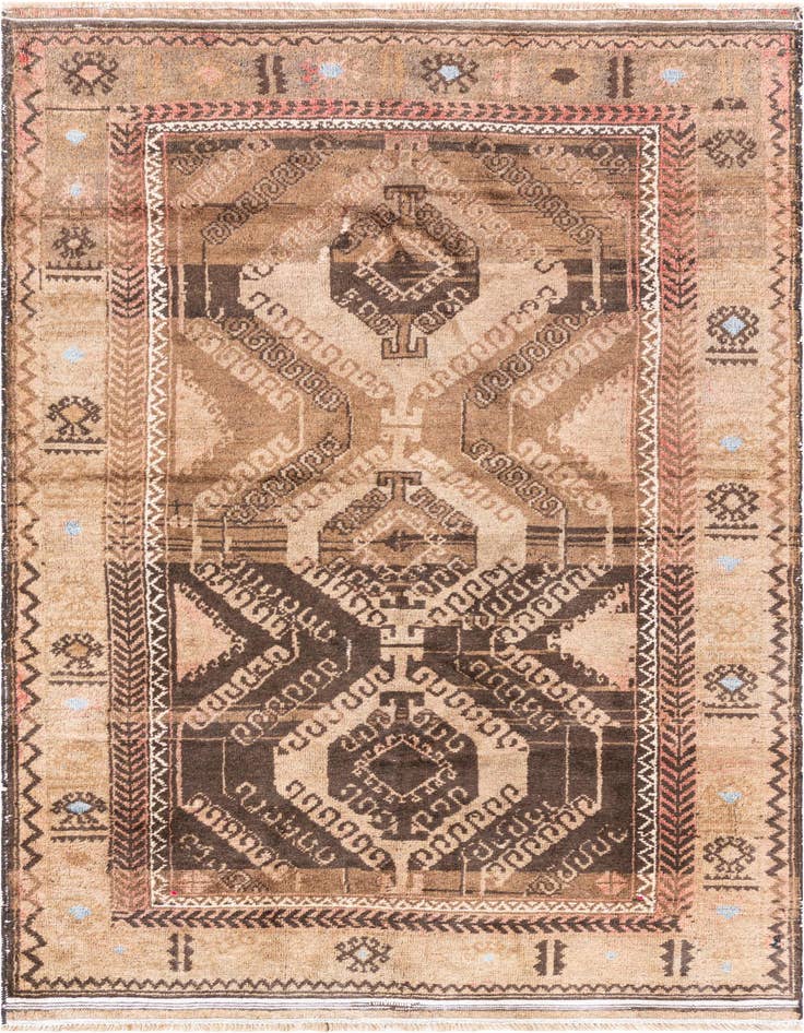 Detail image of 3' 6 x 6' 5 Hand Knotted Ultra Vintage Persian Wool Rug