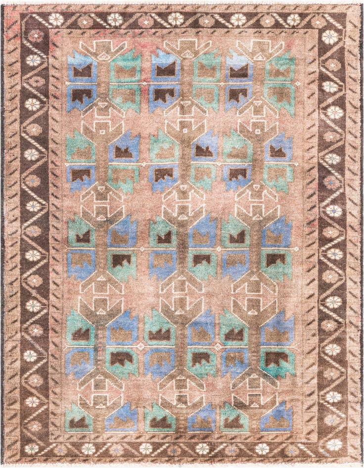 Detail image of 3' 5 x 6' Hand Knotted Ultra Vintage Persian Wool Rug