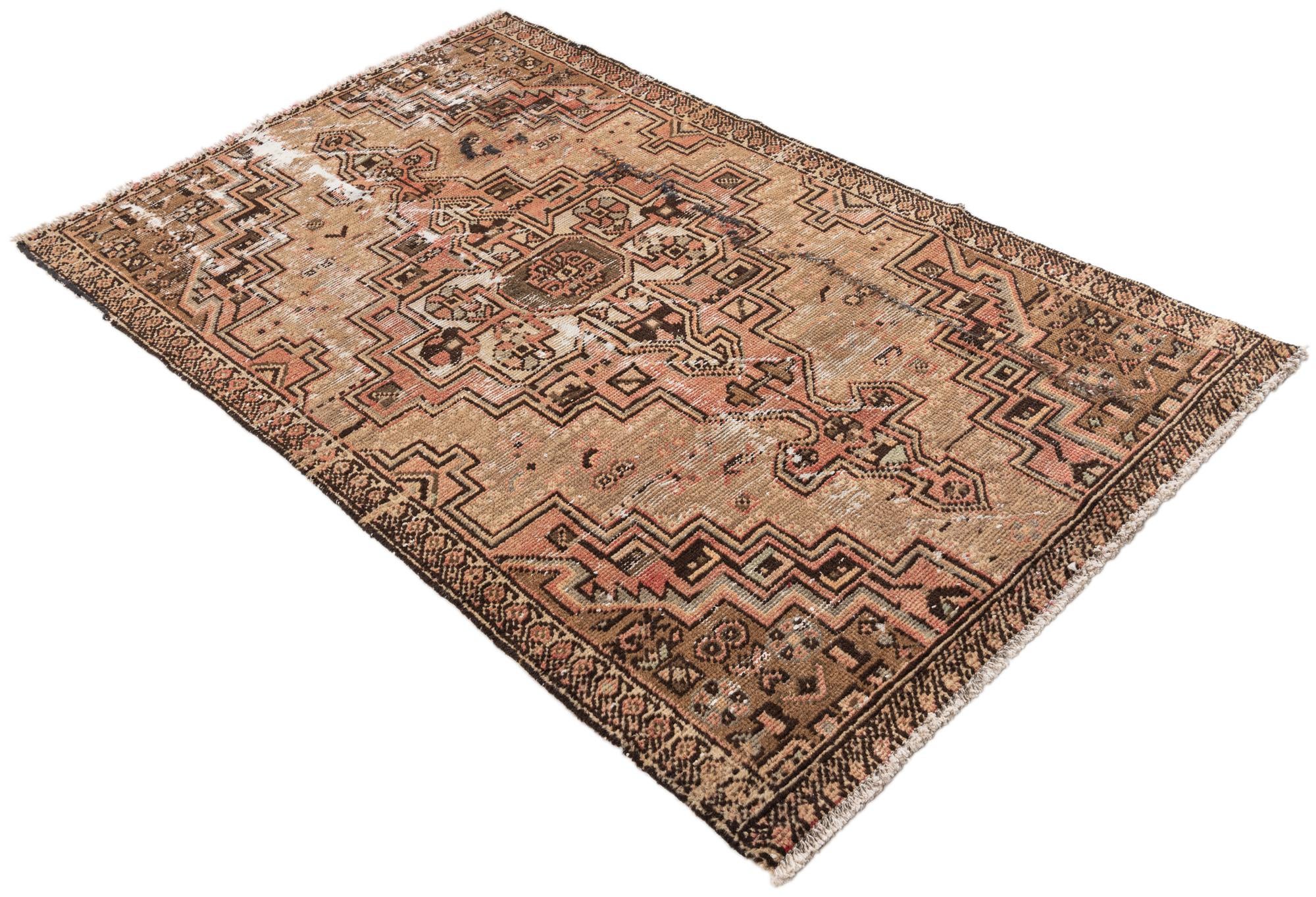 3' 9 x 6' 3 Hand Knotted Ultra Vintage Persian Wool Rug