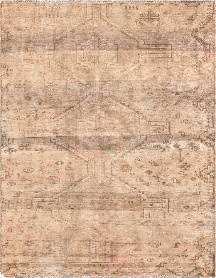 Detail image of 3' 9 x 7' 2 Hand Knotted Ultra Vintage Persian Wool Rug