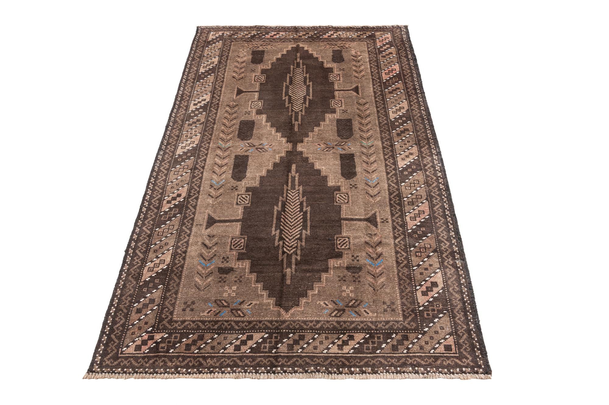 3' 8 x 6' 2 Hand Knotted Ultra Vintage Persian Wool Rug