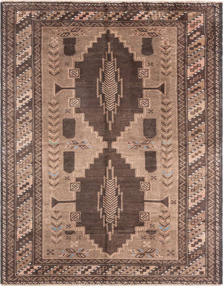 Detail image of 3' 8 x 6' 2 Hand Knotted Ultra Vintage Persian Wool Rug