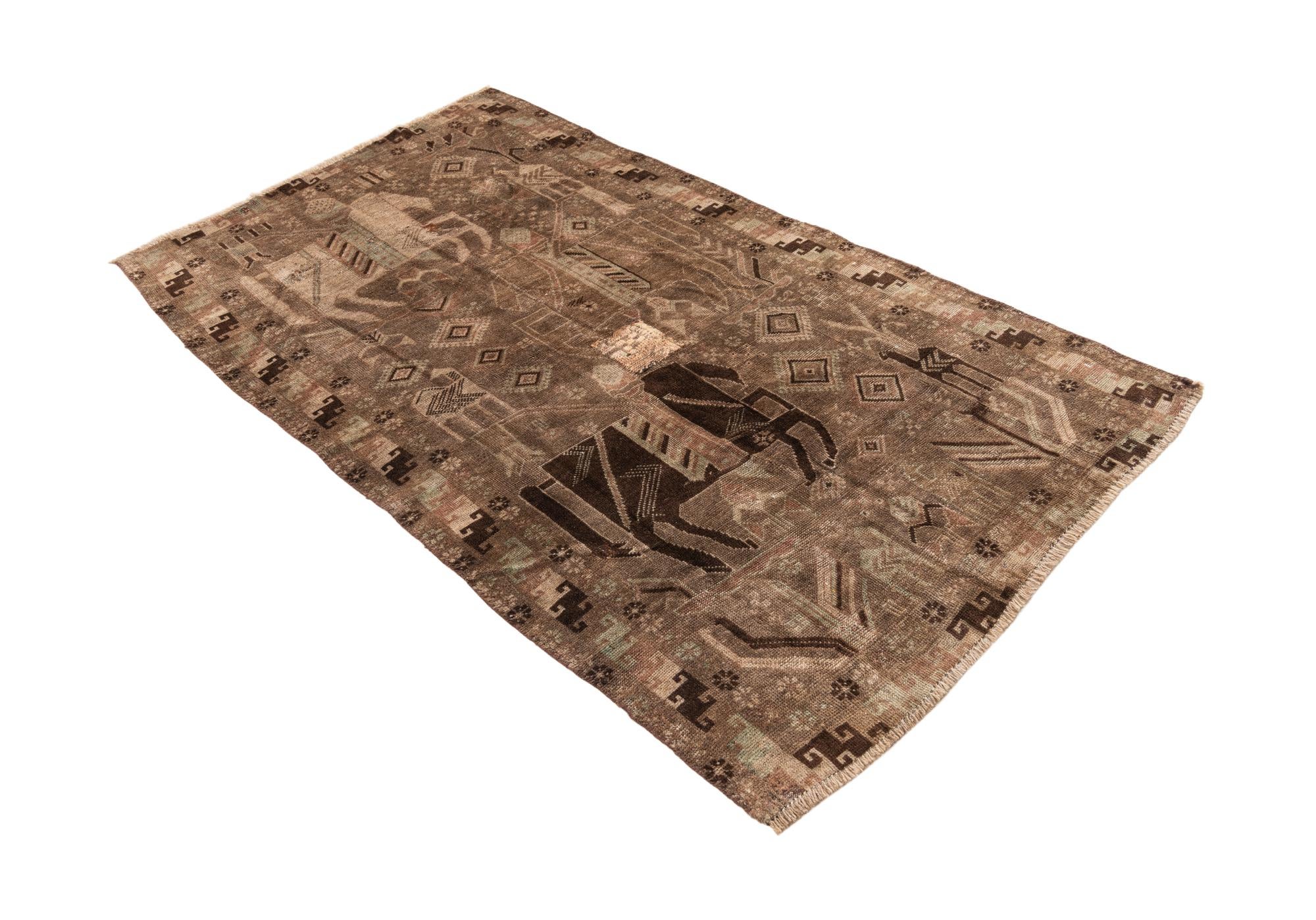 3' 6 x 6' 3 Hand Knotted Ultra Vintage Persian Wool Rug