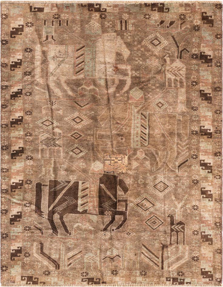 Detail image of 3' 6 x 6' 3 Hand Knotted Ultra Vintage Persian Wool Rug