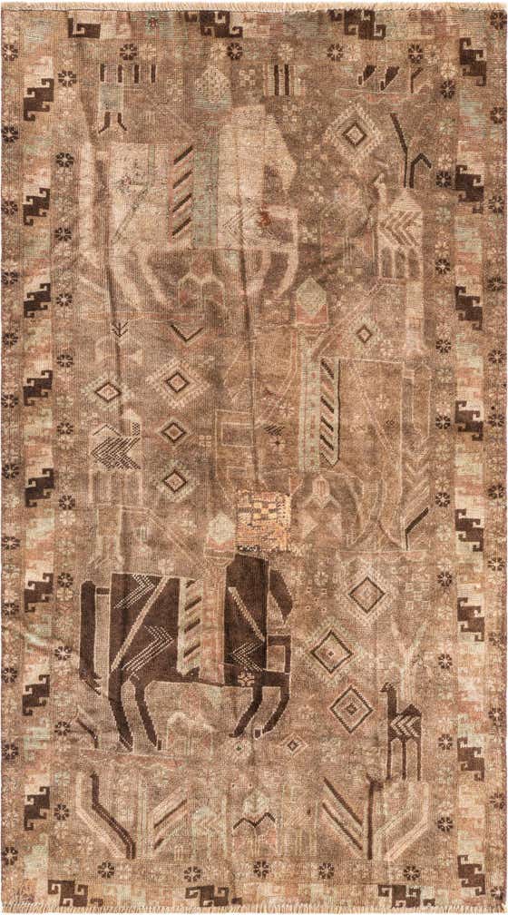 105cm x 190cm Handgeknüpft Ultra Vintage Persisch Wolle Teppich