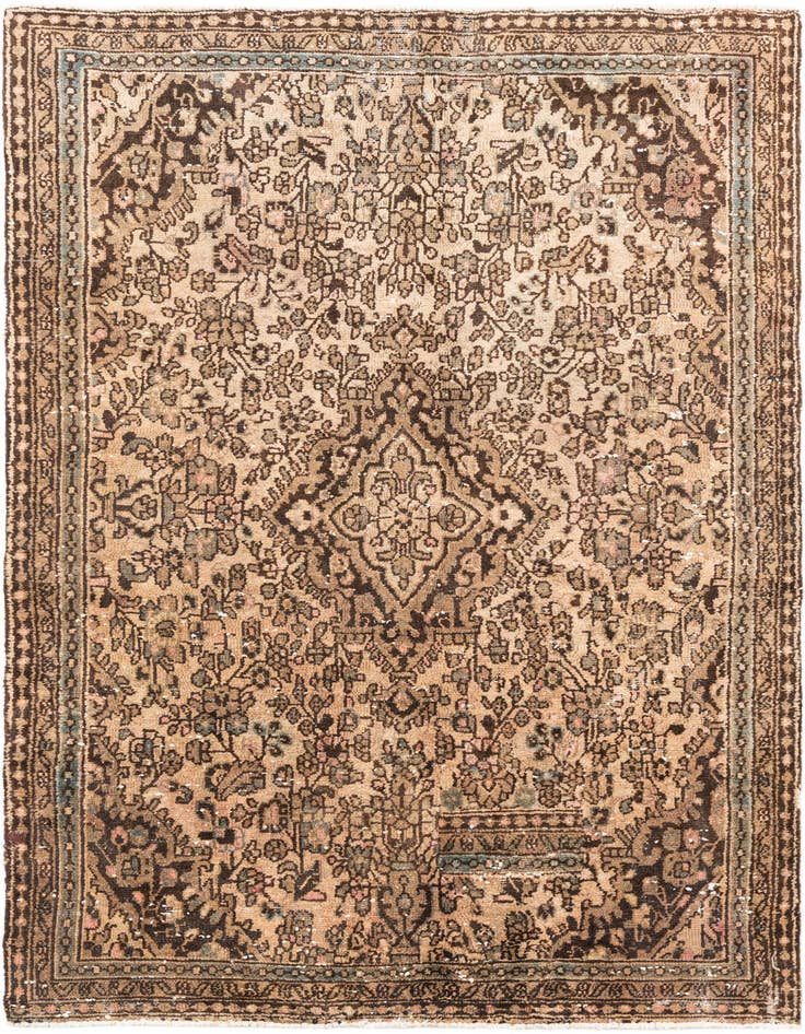 Detail image of 5' 2 x 7' 9 Hand Knotted Ultra Vintage Persian Wool Rug