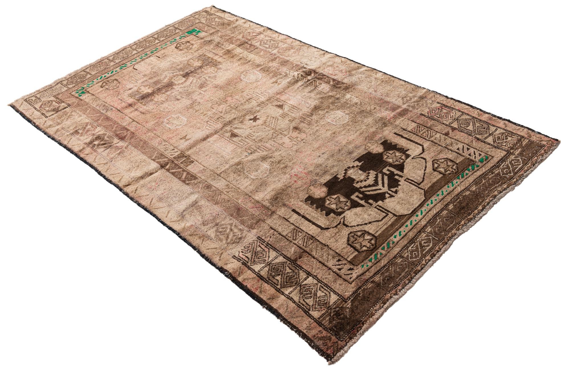 3' 10 x 6' 3 Hand Knotted Ultra Vintage Persian Wool Rug