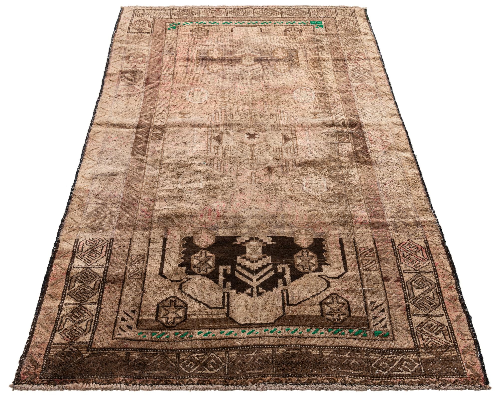 3' 10 x 6' 3 Hand Knotted Ultra Vintage Persian Wool Rug