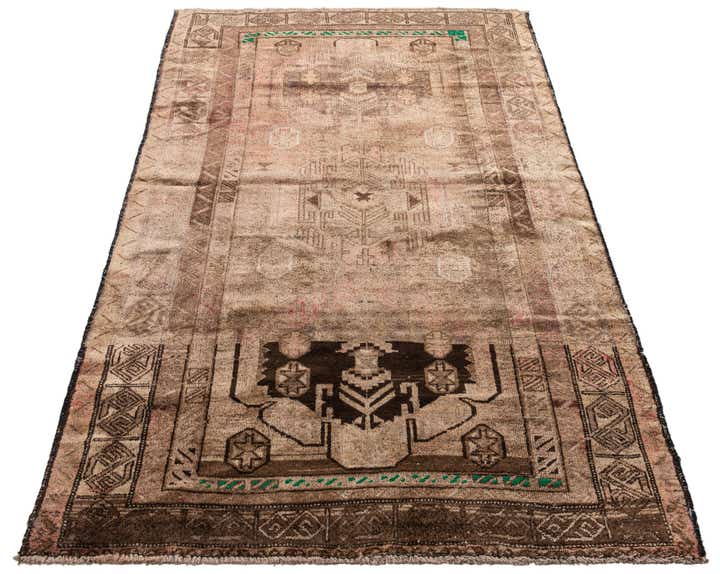 3' 10 x 6' 3 Hand Knotted Ultra Vintage Persian Wool Rug