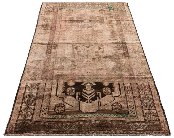 Detail image of 3' 10 x 6' 3 Hand Knotted Ultra Vintage Persian Wool Rug