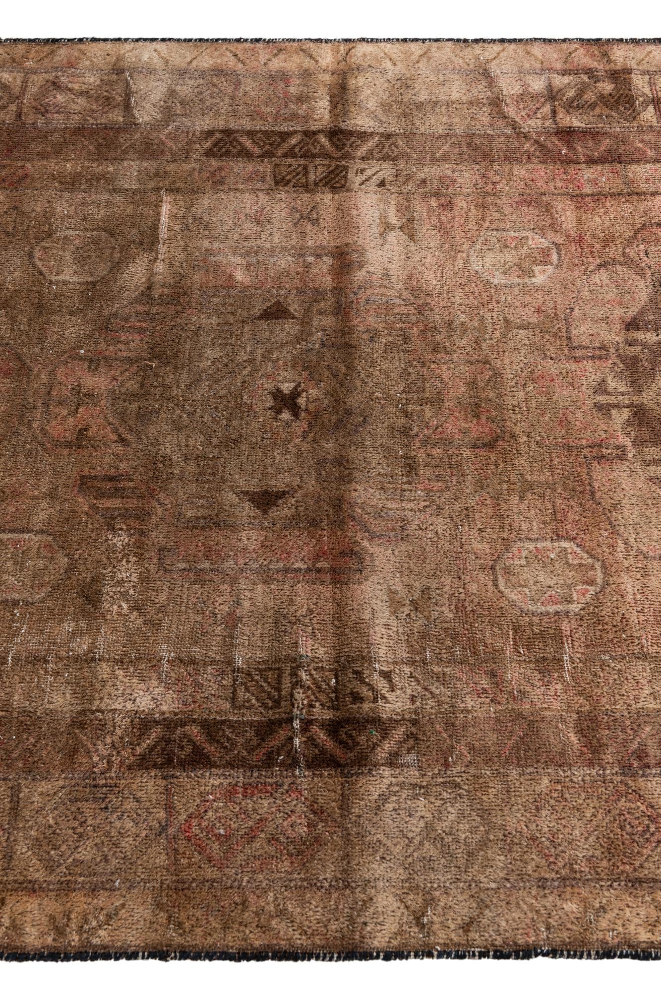 3' 10 x 6' 3 Hand Knotted Ultra Vintage Persian Wool Rug