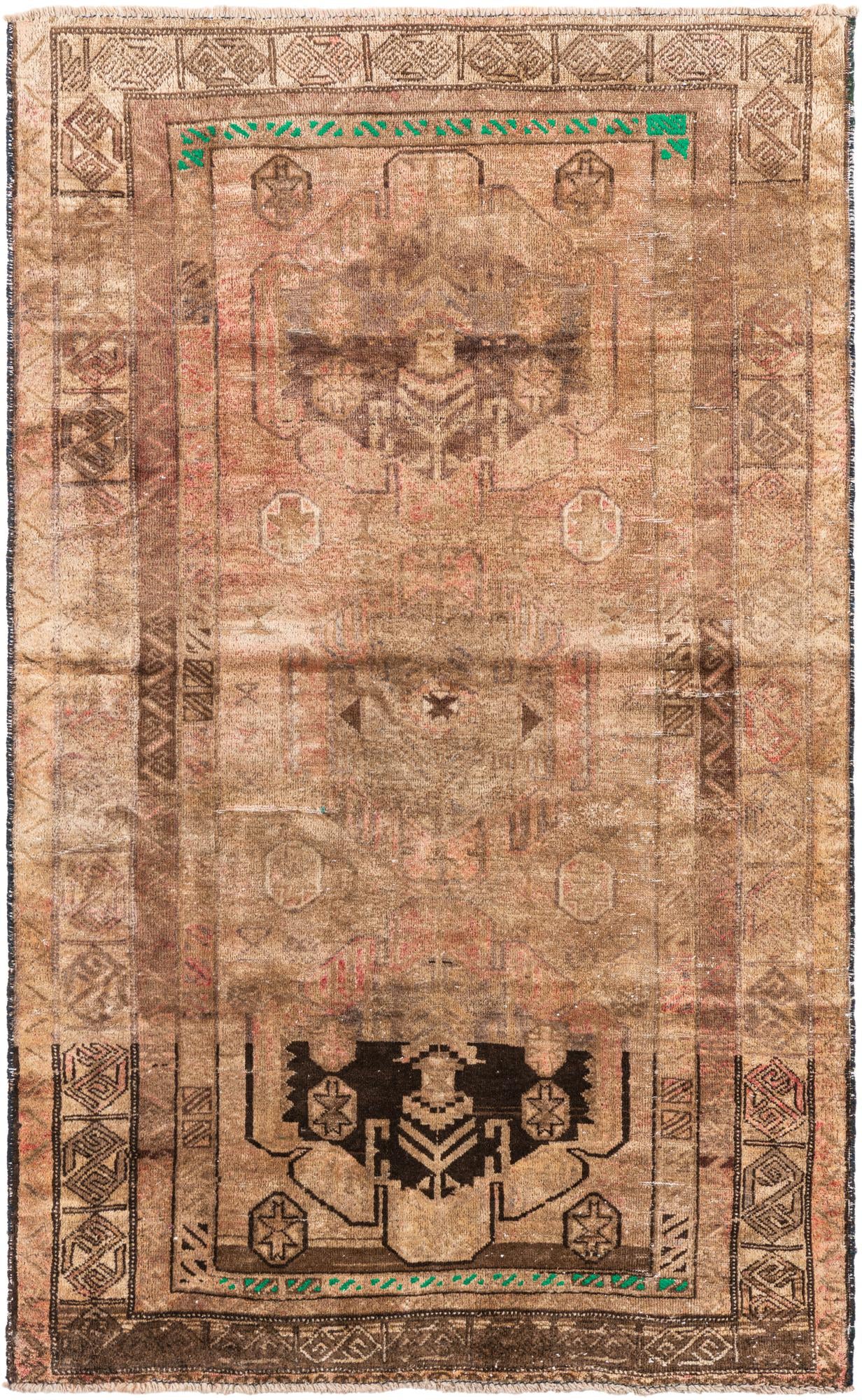3' 10 x 6' 3 Hand Knotted Ultra Vintage Persian Wool Rug