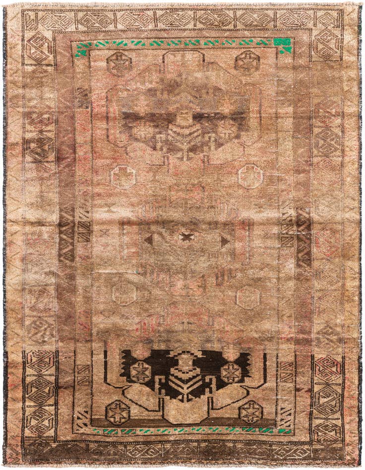 Detail image of 3' 10 x 6' 3 Hand Knotted Ultra Vintage Persian Wool Rug