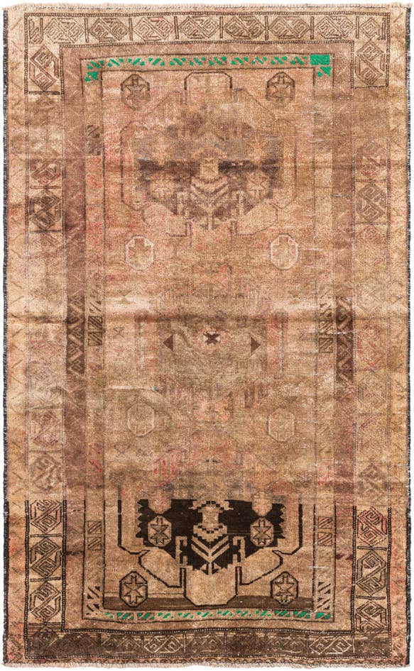 Detail image of 3' 10 x 6' 3 Hand Knotted Ultra Vintage Persian Wool Rug